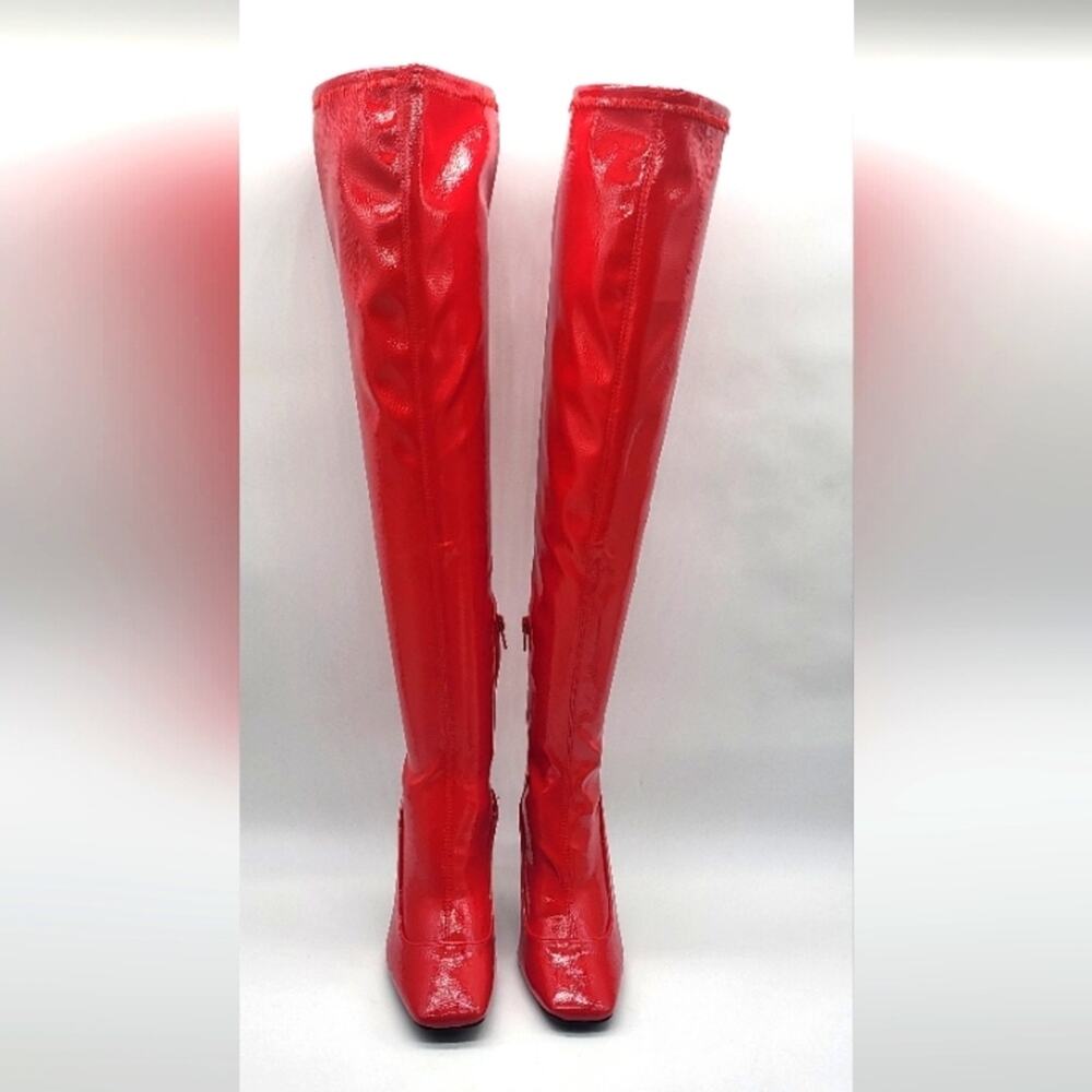 I.N.C. International Concepts Keenahp Red Patent Over-the-Knee Boots 9.5M Vegan - Picture 6 of 11